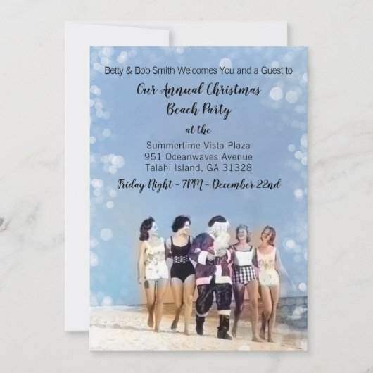 Leuke Kerstman Kerstmis Beach Party Kaart (Voorkant)