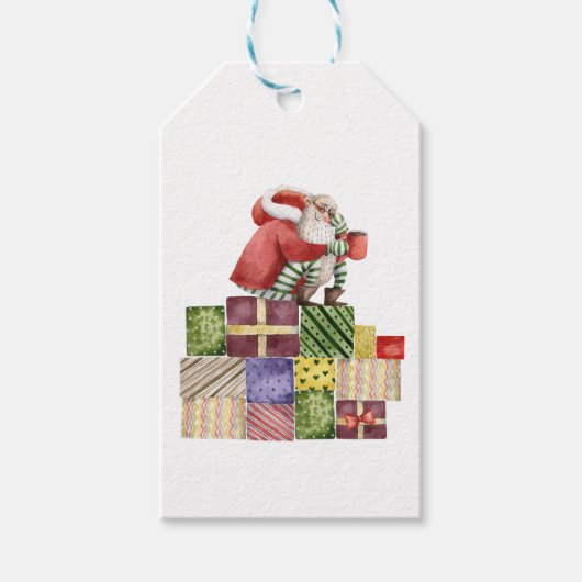 Leuke Kerstman Kerstvakantie Cadeaulabel (Voorkant)