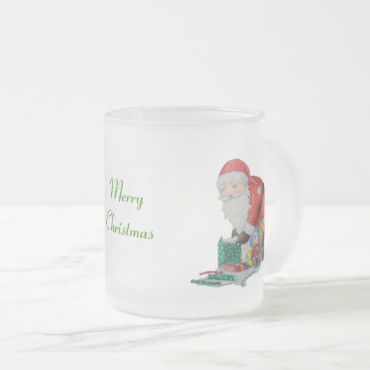 Leuke Kerstman met Presants voor Kerstmis Matglas Koffiemok (Voorkant rechts)
