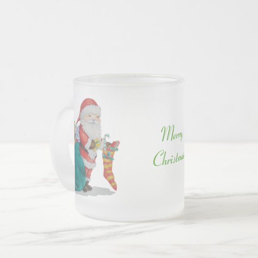 Leuke Kerstman met Presants voor Kerstmis Matglas Koffiemok (Voorkant links)