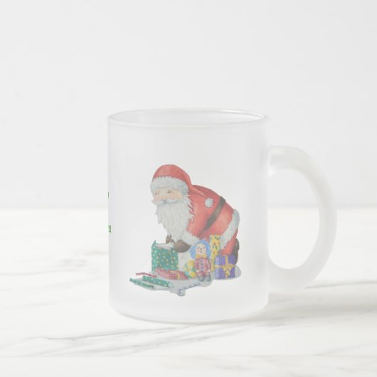 Leuke Kerstman met Presants voor Kerstmis Matglas Koffiemok (Rechts)