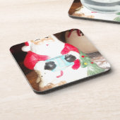 Leuke Kerstman met Snow Art Print Bier Onderzetter (Linkerzijde)