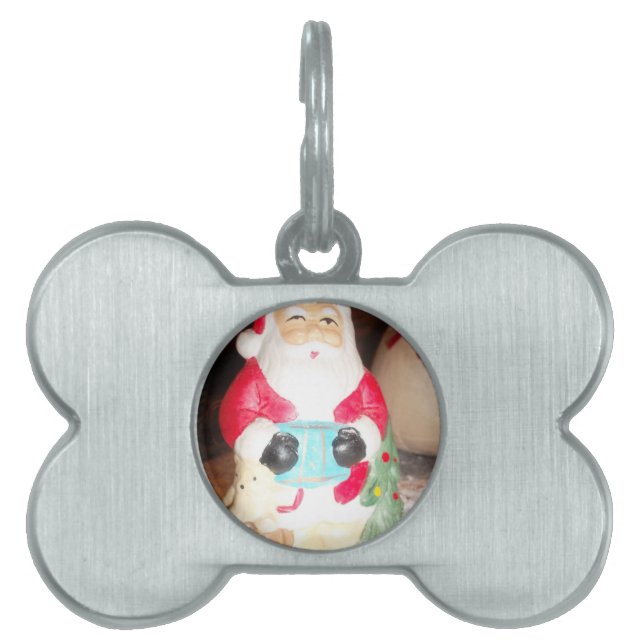  Leuke Kerstman met Snow Art Print Huisdieren Naamplaatje (voorkant)