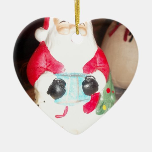 Leuke Kerstman met Snow Art Print Keramisch Ornament (Voorkant)