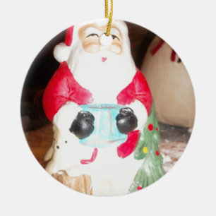 Leuke Kerstman met Snow Art Print Keramisch Ornament