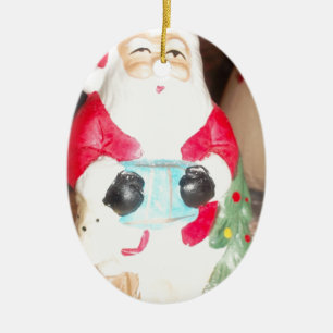 Leuke Kerstman met Snow Art Print Keramisch Ornament