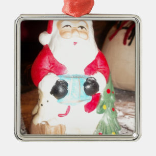 Leuke Kerstman met Snow Art Print Metalen Ornament