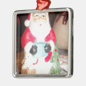  Leuke Kerstman met Snow Art Print Metalen Ornament (Links)