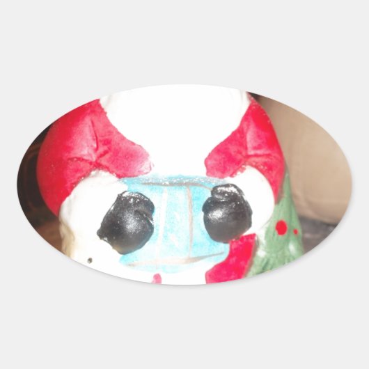 Leuke Kerstman met Snow Art Print Ovale Sticker (Voorkant)