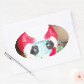 Leuke Kerstman met Snow Art Print Ovale Sticker (Envelop)