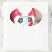 Leuke Kerstman met Snow Art Print Ovale Sticker (Tas)