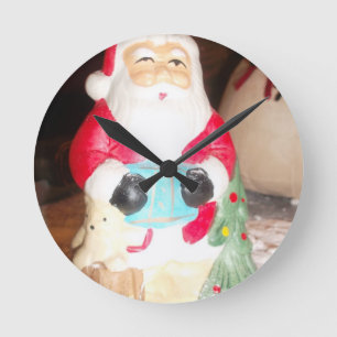 Leuke Kerstman met Snow Art Print Ronde Klok