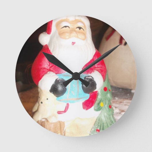 Leuke Kerstman met Snow Art Print Ronde Klok (Voorkant)