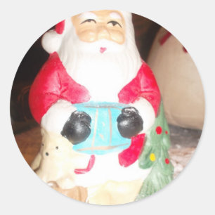 Leuke Kerstman met Snow Art Print Ronde Sticker