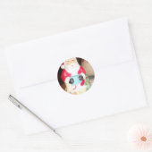 Leuke Kerstman met Snow Art Print Ronde Sticker (Envelop)