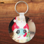  Leuke Kerstman met Snow Art Print Sleutelhanger (Voorkant)