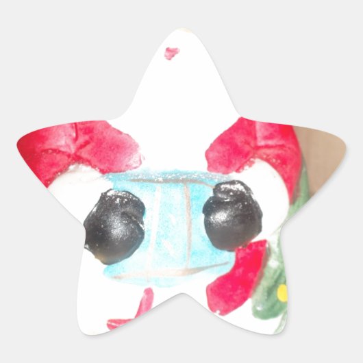 Leuke Kerstman met Snow Art Print Ster Sticker (Voorkant)