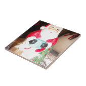 Leuke Kerstman met Snow Art Print Tegeltje (Zijkant)