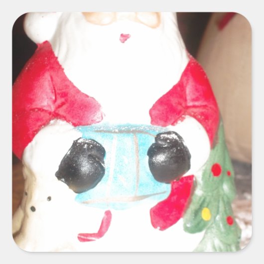  Leuke Kerstman met Snow Art Print Vierkante Sticker (Voorkant)