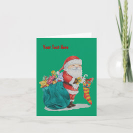 Leuke Kerstman met speelgoed en geschenken in zak Feestdagen Kaart