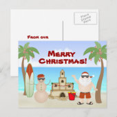 Leuke Kerstman op het strand Tropische Kerstmis Feestdagenkaart (Voorkant / Achterkant)