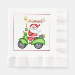 Leuke Kerstman op Scooter Kerstpapier servetten