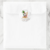 Leuke kerstman,palmboom,strand bokeh ronde sticker (Tas)