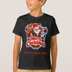 Leuke Kerstman Parachute Vliegtuig Prettig Kerstfe T-shirt