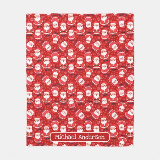 Leuke Kerstman Patroon Naam Fleece Deken (Voorkant)
