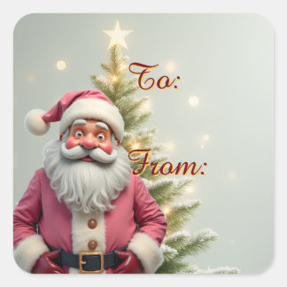 Leuke Kerstman Vakantie Thema Vierkante Sticker
