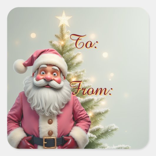 Leuke Kerstman Vakantie Thema Vierkante Sticker (Voorkant)