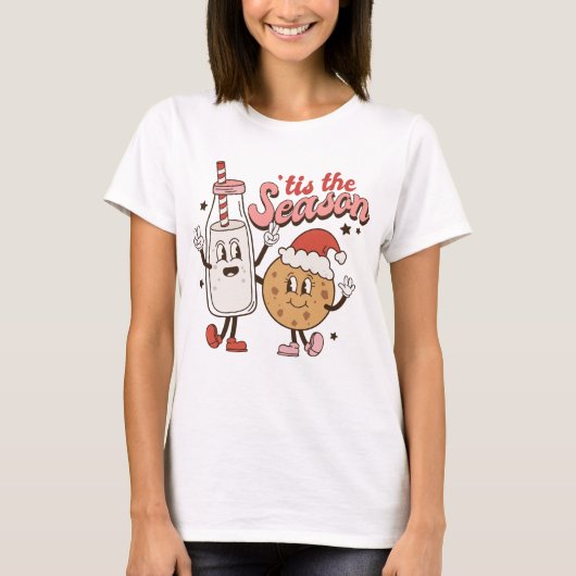Leuke kerstmelk en koekje t-shirt (Voorkant)