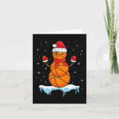 Leuke Kerstmis Basketbal Santa Snowman Kaart (Voorkant)