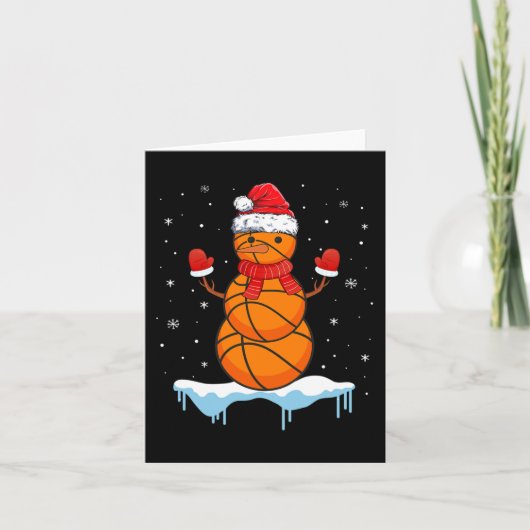 Leuke Kerstmis Basketbal Santa Snowman Kaart (Voorkant)