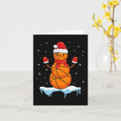 Leuke Kerstmis Basketbal Santa Snowman Kaart (Gele Bloem)