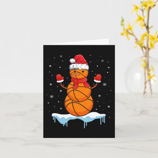 Leuke Kerstmis Basketbal Santa Snowman Kaart (Gele Bloem)