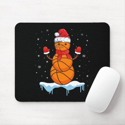 Leuke Kerstmis Basketbal Santa Snowman Muismat (Met muis)