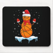 Leuke Kerstmis Basketbal Santa Snowman Muismat (Voorkant)