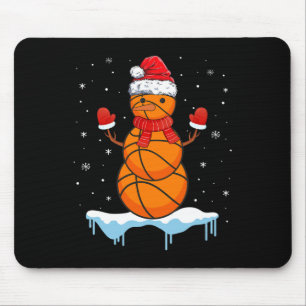 Leuke Kerstmis Basketbal Santa Snowman Muismat