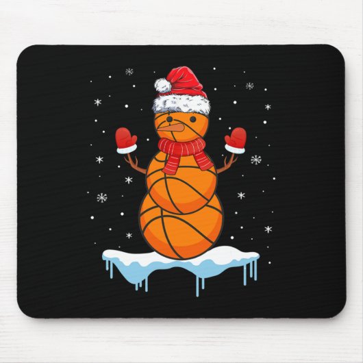 Leuke Kerstmis Basketbal Santa Snowman Muismat (Voorkant)