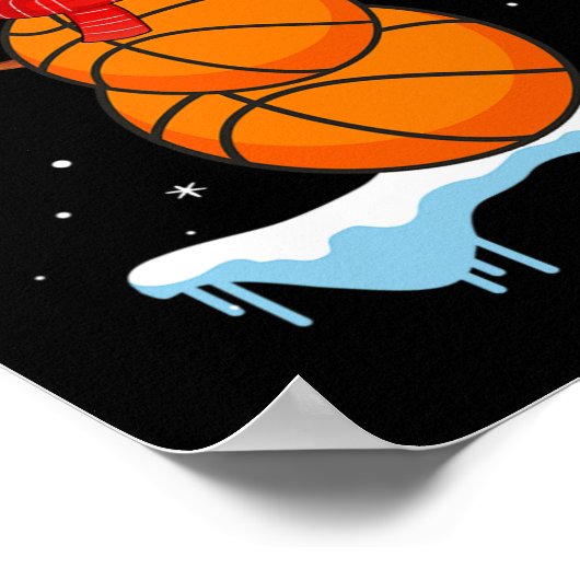 Leuke Kerstmis Basketbal Santa Snowman Poster (Hoek)