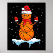 Leuke Kerstmis Basketbal Santa Snowman Poster (Voorkant)