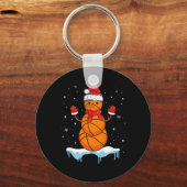 Leuke Kerstmis Basketbal Santa Snowman Sleutelhanger (Voorkant)