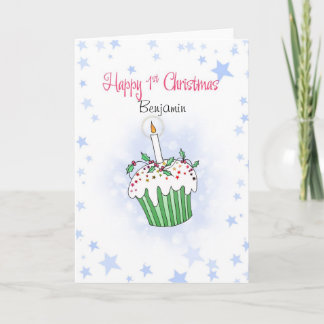 Leuke Kerstmis cupcake voor eerste Kerstmis van de Feestdagen Kaart