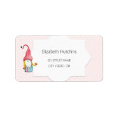 Leuke Kerstmis Gnome Meisje Monogrammed Etiket (Voorkant)