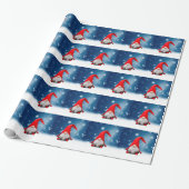 Leuke Kerstmis Kerstman Sneeuw Sterren Cadeaupapier (Uitgerold)