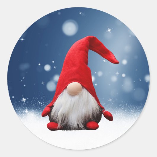 Leuke Kerstmis Kerstman Sneeuw Sterren Ronde Sticker (Voorkant)