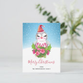 Leuke Kerstmis Pinguïn in Santa Hat Vakantie Feestdagenkaart (Staand voorkant)