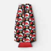 Leuke Kerstmis Pinguïns Patroon rood Flesjeskoeler (Achterkant)