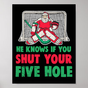 Leuke Kerstmis Santa Ice Hockey Goaltender Goalie Poster